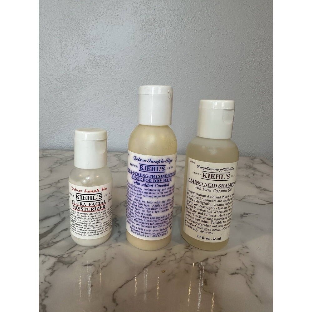 Set Of 3 KIEHL'S Products. Shampoo, Conditioner And Facial Moisturizer *preowned